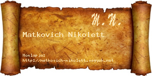 Matkovich Nikolett névjegykártya